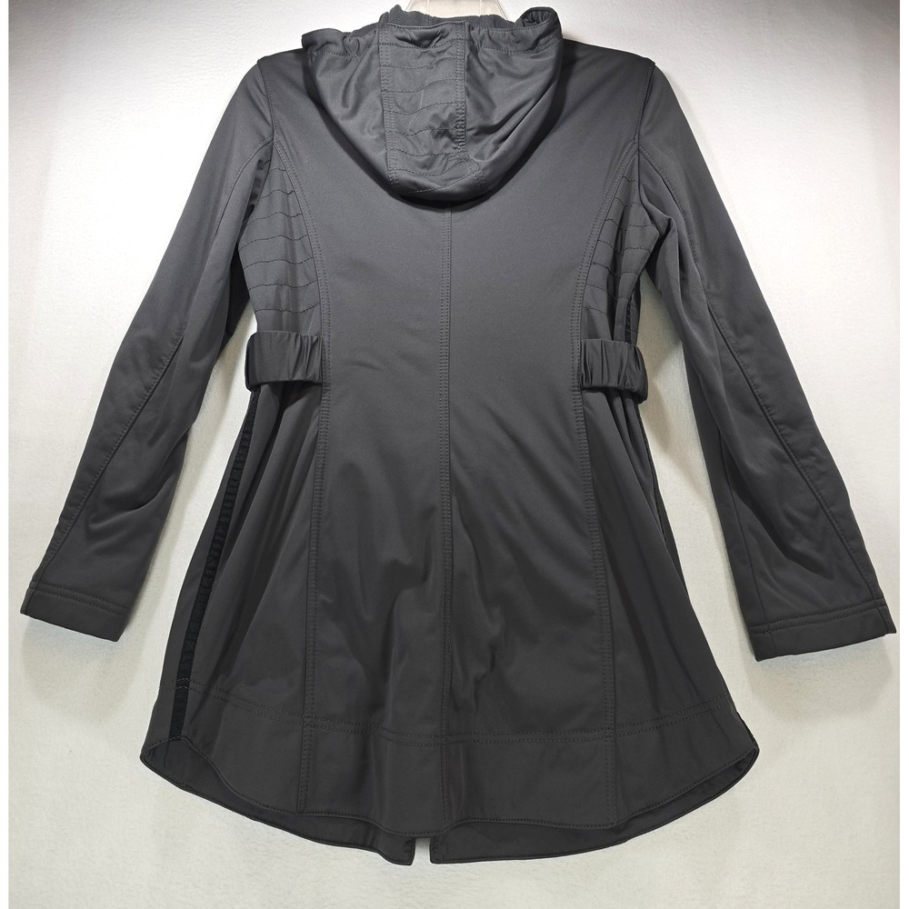 Laundry by Shelli Segal Grey Softshell Hooded Belted Jacket Coat Large - Picture 2 of 9